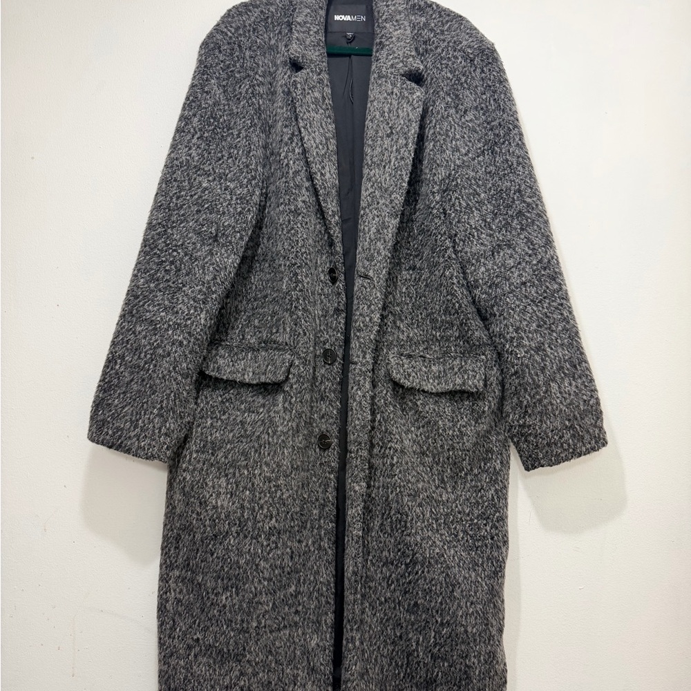 Fashion Nova Men's Long Wool Blend Coat